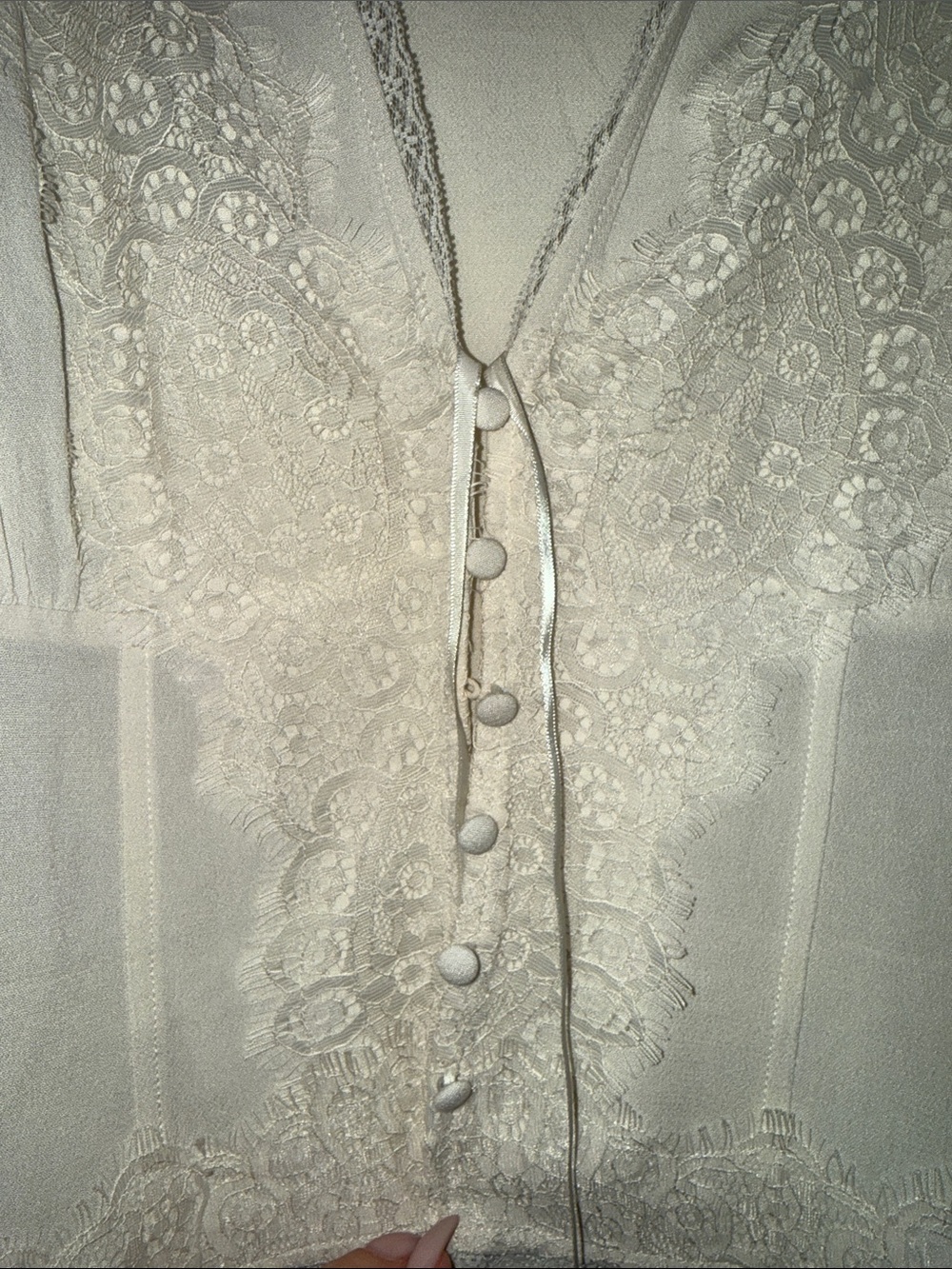 Free People Ivory Lace Button-Front Sleeveless Blouse - Picture 3 of 4